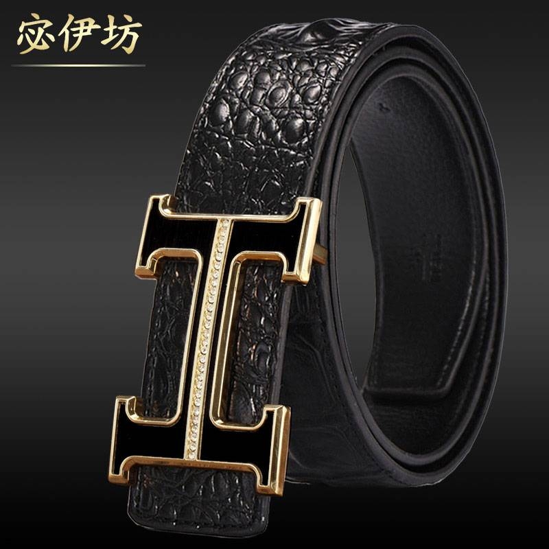 爱马男仕新款男士皮带真皮年轻人男款商务牛皮字母潮流内扣白色腰