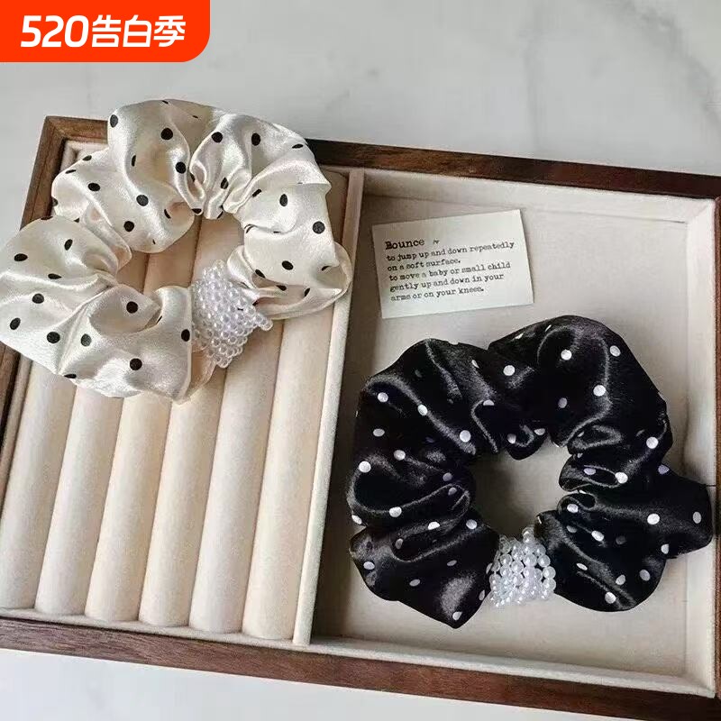 法式新款波点发圈简约头饰头发皮筋马尾气质发绳头绳高级发饰百搭