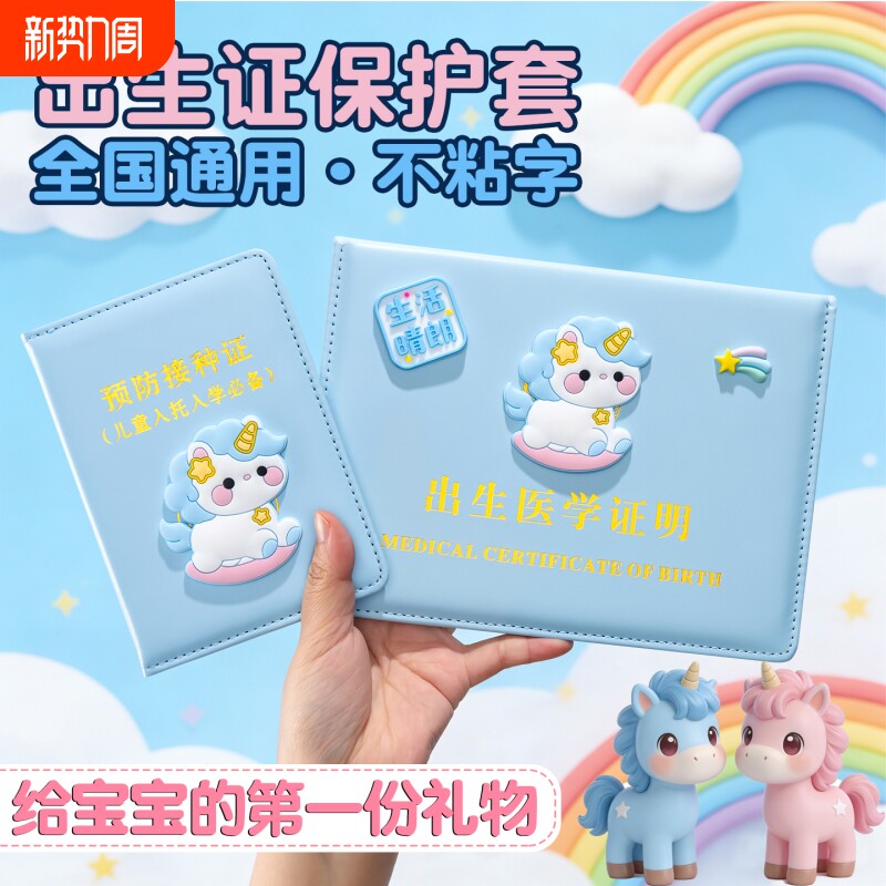 出生证保护套马年新款全国通用医院同款可放两张和疫苗本不粘字升级预