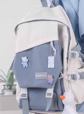 高颜值书包简约大容量大学生女高中电脑登山背包小众男双肩包紫色