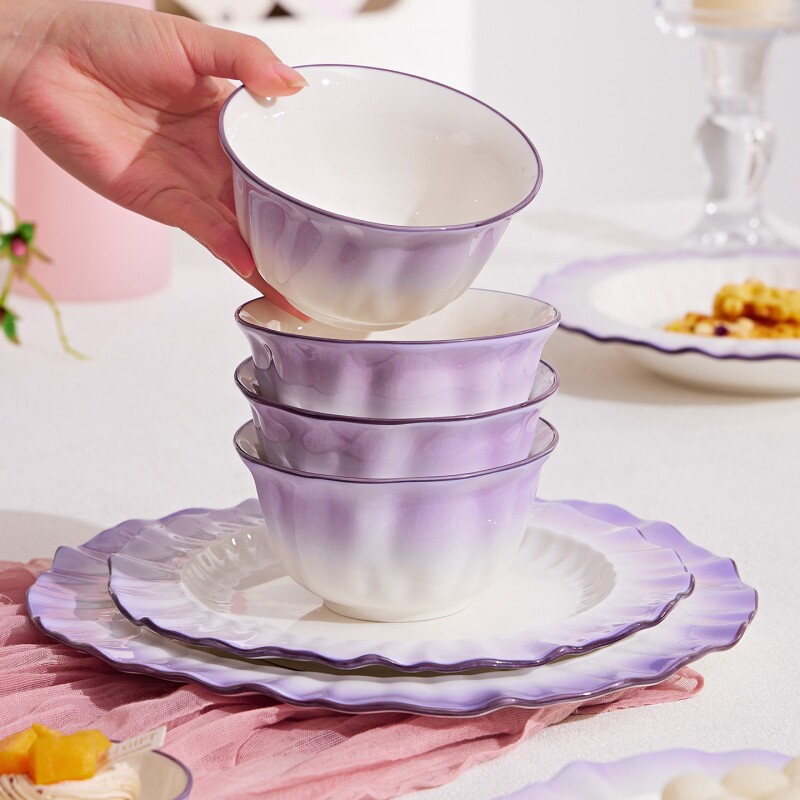 陶瓷碗家用2026新款高颜值饭碗餐具的碗盘碗碟组合汤面碗釉下彩