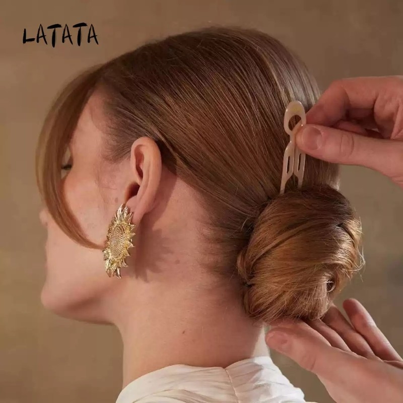 Latata万能小鱼发簪法式盘发神器丸子头半扎发懒人U型气质簪发钗