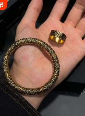 复古黑金饕餮戒指饕餮合集中式霸气时尚百搭轻奢男士手链礼物配饰