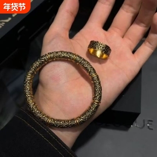 复古黑金饕餮戒指饕餮合集中式霸气时尚百搭轻奢男士手链礼物配饰