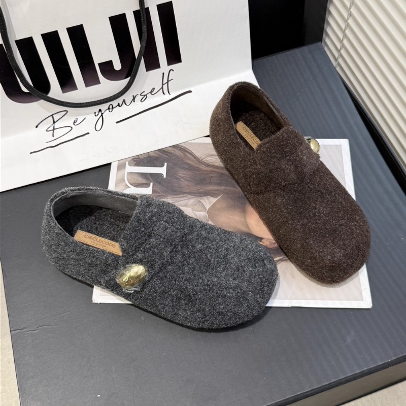 保暖加绒内增高毛呢勃肯鞋2025冬季新款厚底小金豆丑萌博肯鞋女鞋