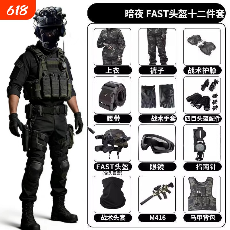 儿童威龙行动迷彩服三角洲套装特种兵军训学生演出服战术背心科技