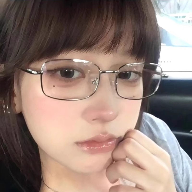 可配近视小方框眼镜女金丝日系度数素颜高智银框纯欲防蓝光眼睛架