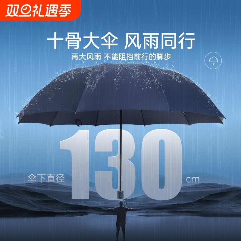 10骨大雨伞男士加大加厚加固抗风暴雨双人伞手动女晴雨专货两用
