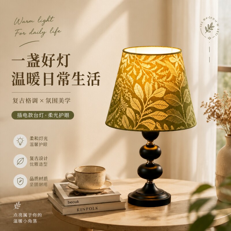 法式中古台灯床头温馨氛围感夜灯图片
