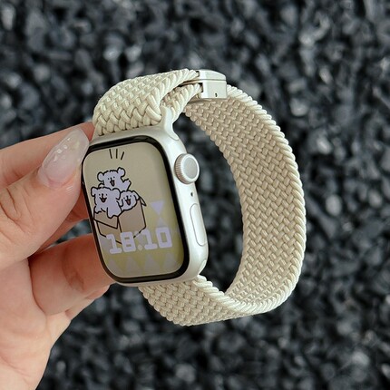 新款尼龙编织磁吸适用苹果手表带s10AppleWatch789iwatch表带8代高级感SE男女生时尚41mm42个性小众6秋冬潮流