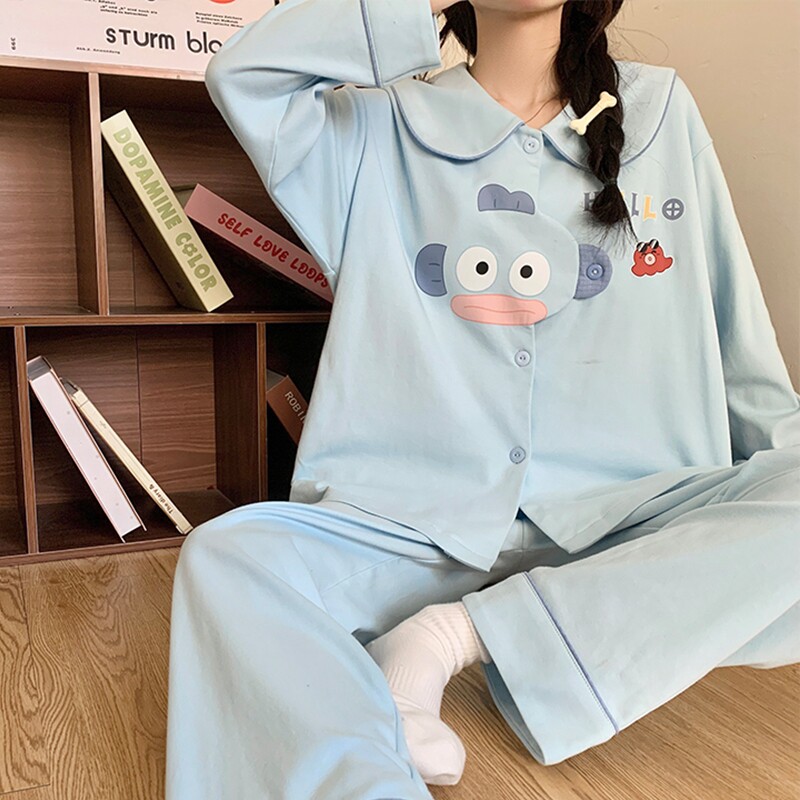 睡衣女款春夏季2026新款带胸垫棉绸长袖卡通小丑鱼大码女士家居服