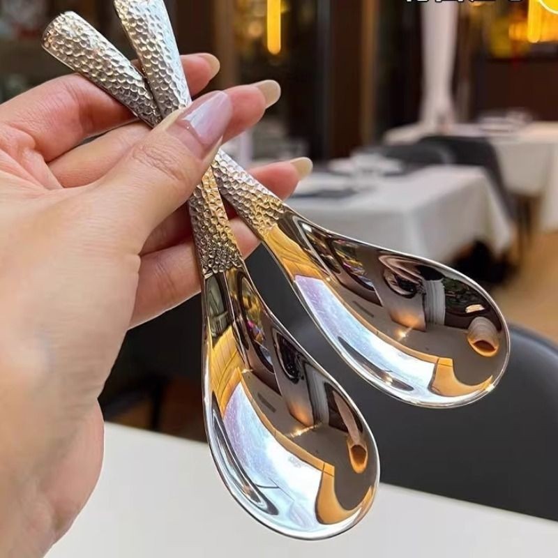 2个不锈钢锤纹汤勺,餐饮具,西餐勺,淘宝优惠券,粉丝福利购,淘宝优惠卷