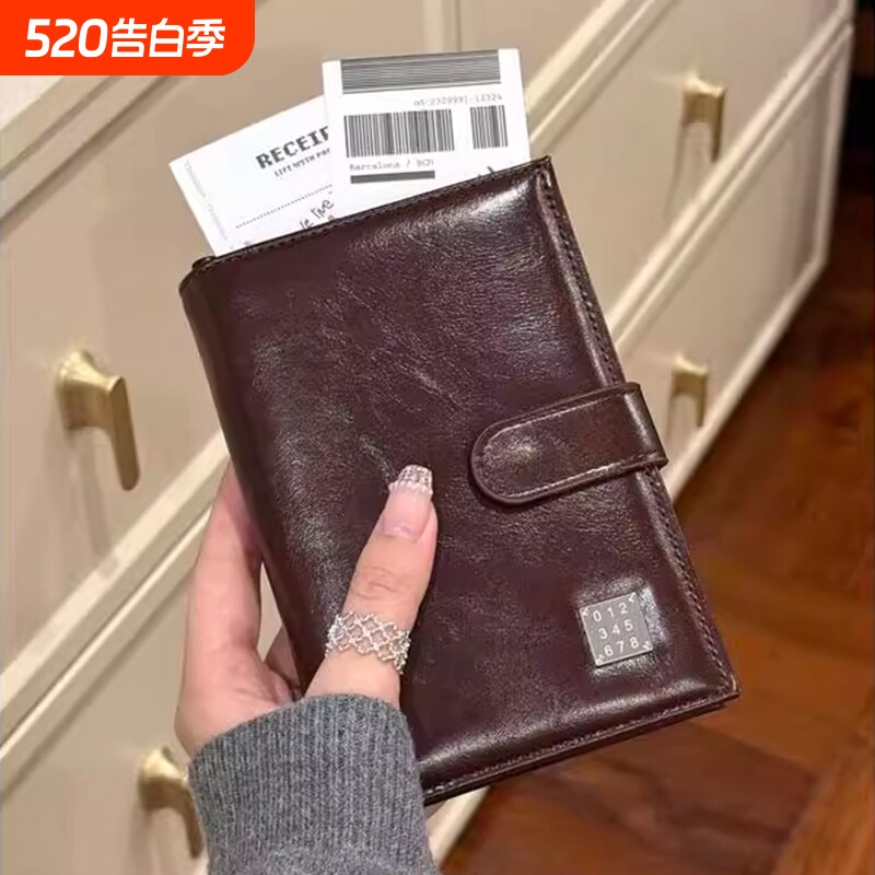 复古油皮护照夹旅行外出证件包一体钱包卡包护照夹皮质护照包出国