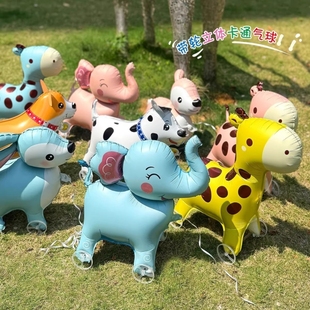 走路帶輪子動物氣球狗卡通兒童生日裝 Q版 飾場景布置戶外擺攤鋁膜