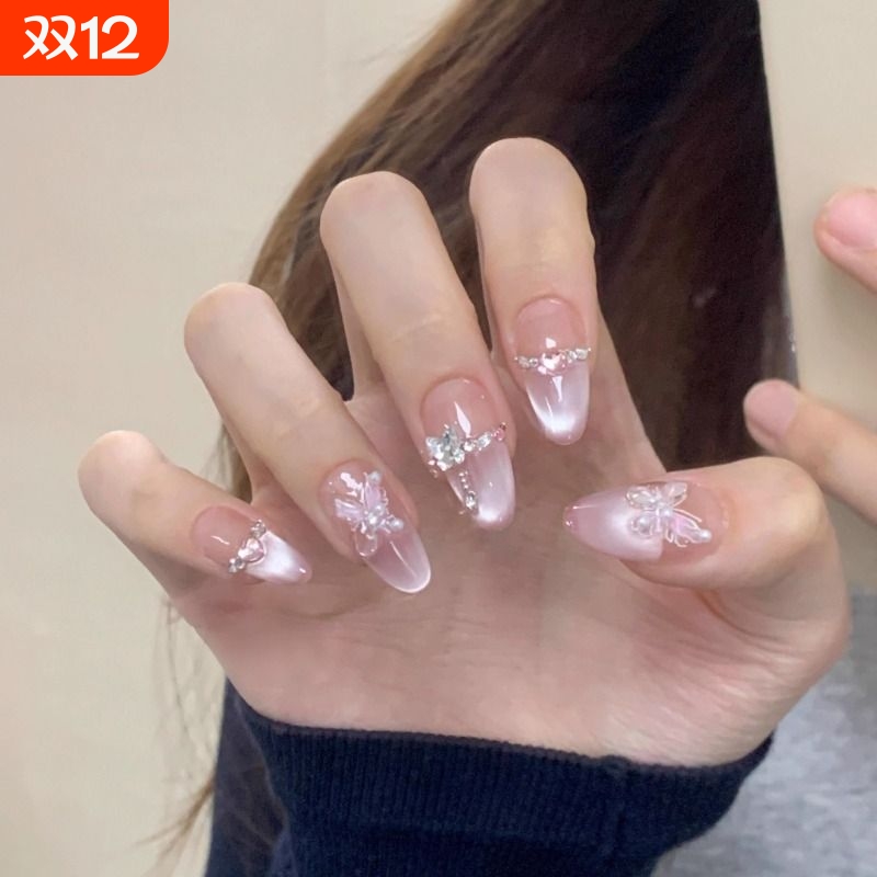 纯欲蝴蝶仙子爆闪穿戴甲精致高级感指甲贴片网红爆款美甲10片分码