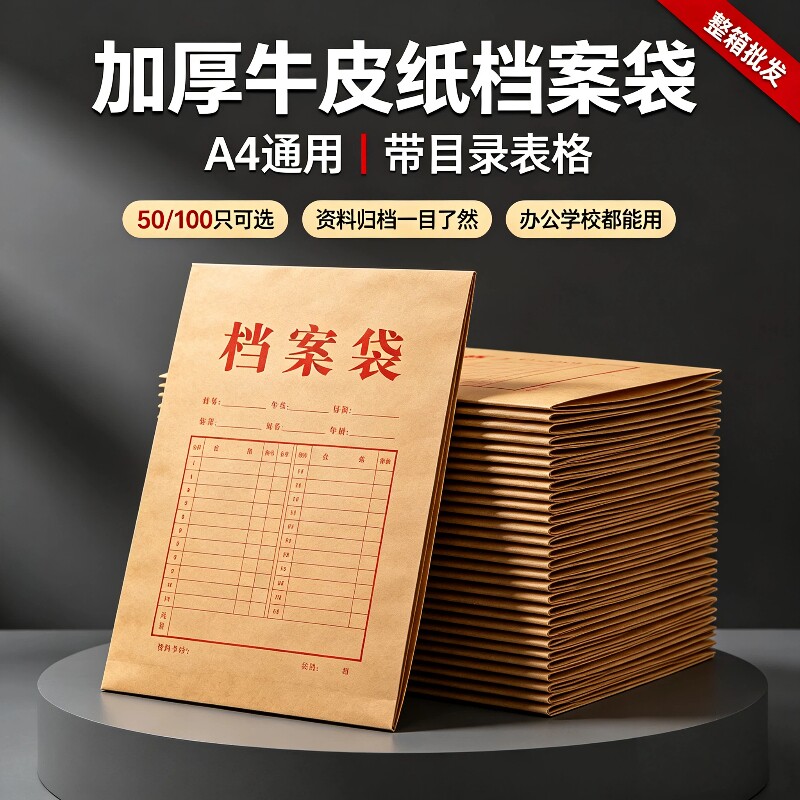 加宽加厚牛皮纸档案袋超大容量图片