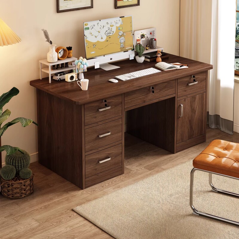 办公桌简约现代职员桌子书桌家用学生学习桌租房卧室实木电脑桌子