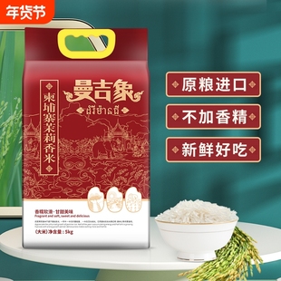 曼吉象柬埔寨茉莉香米5kg优质进口当季新米香软大米真空包装10斤