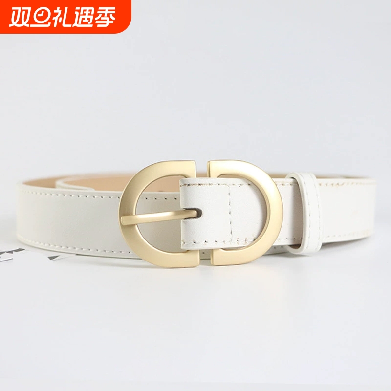 皮带女韩版简约配西装夏季牛仔裤黑色学生潮流装饰腰带金扣针扣