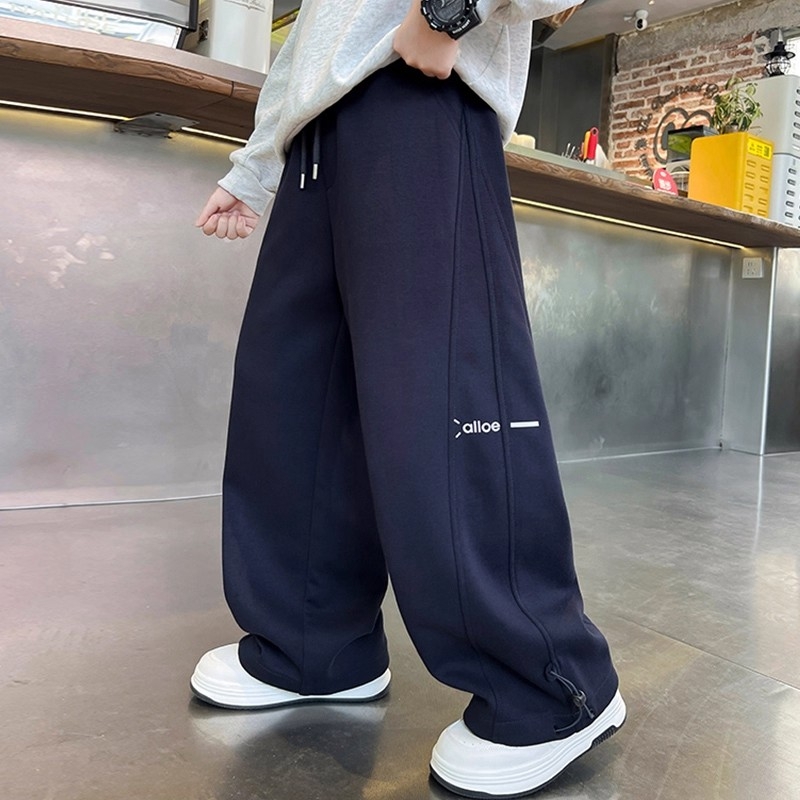 男童裤子春秋款2025新款儿童装运动裤男孩冬季加绒加厚卫裤直筒裤