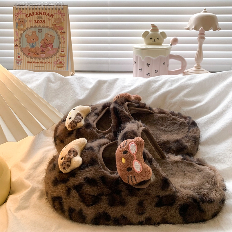 超火凯蒂猫包头半拖鞋女外穿2025秋冬新款厚底增高一脚蹬毛毛棉拖