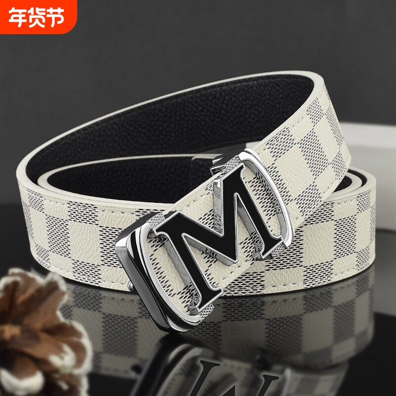 爱马男仕新款潮流字母皮带男士潮流平滑扣年轻人简约时尚百搭学生