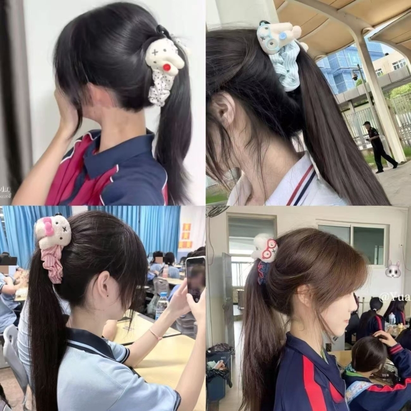 秋冬可爱波点大号米菲兔兔子巨显发量香蕉后脑勺盘发百搭少女发饰