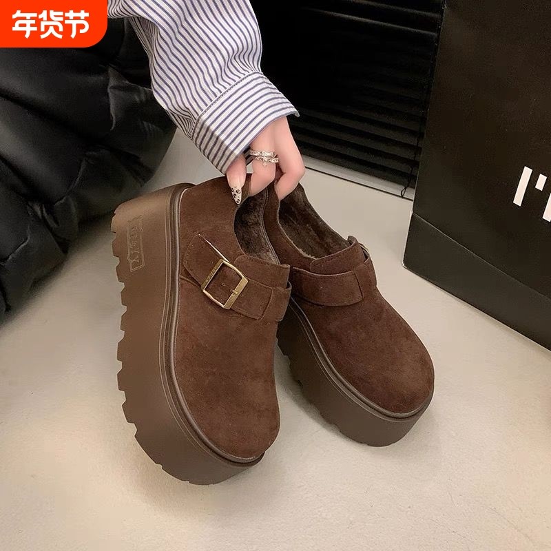法式乐福鞋女2025新款高级感气质棕色全包厚底单鞋百搭加绒勃肯鞋,女鞋,棉鞋,淘宝优惠券,粉丝福利购,淘宝优惠卷