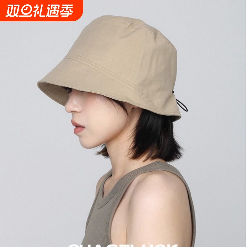 2025新款高级感渔夫帽春夏女大头围折叠水桶帽防晒遮阳盆帽薄款