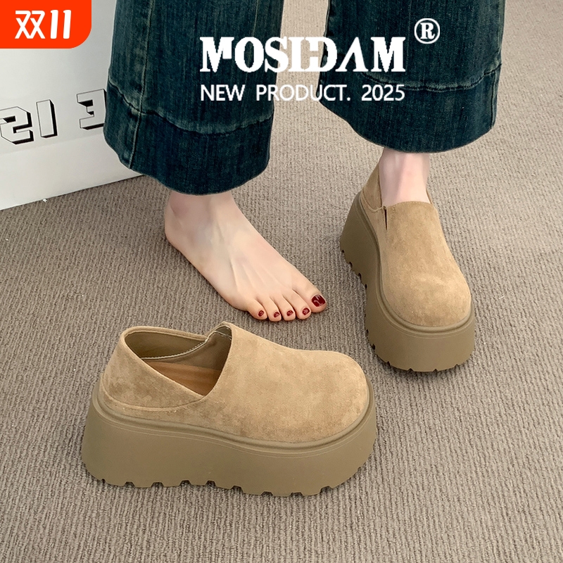 厚底增高勃肯鞋一脚蹬单鞋女2025新款春夏女鞋博肯鞋乐福鞋鞋子