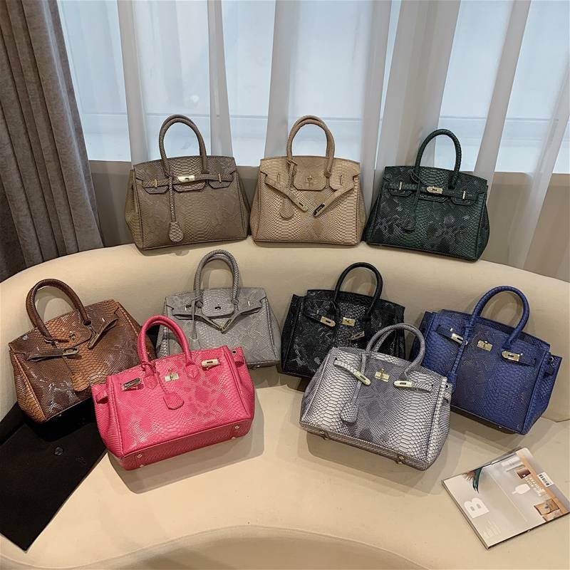 爱马女仕高级感鳄鱼纹包包女2022新款潮时尚手提凯莉包百搭斜挎铂