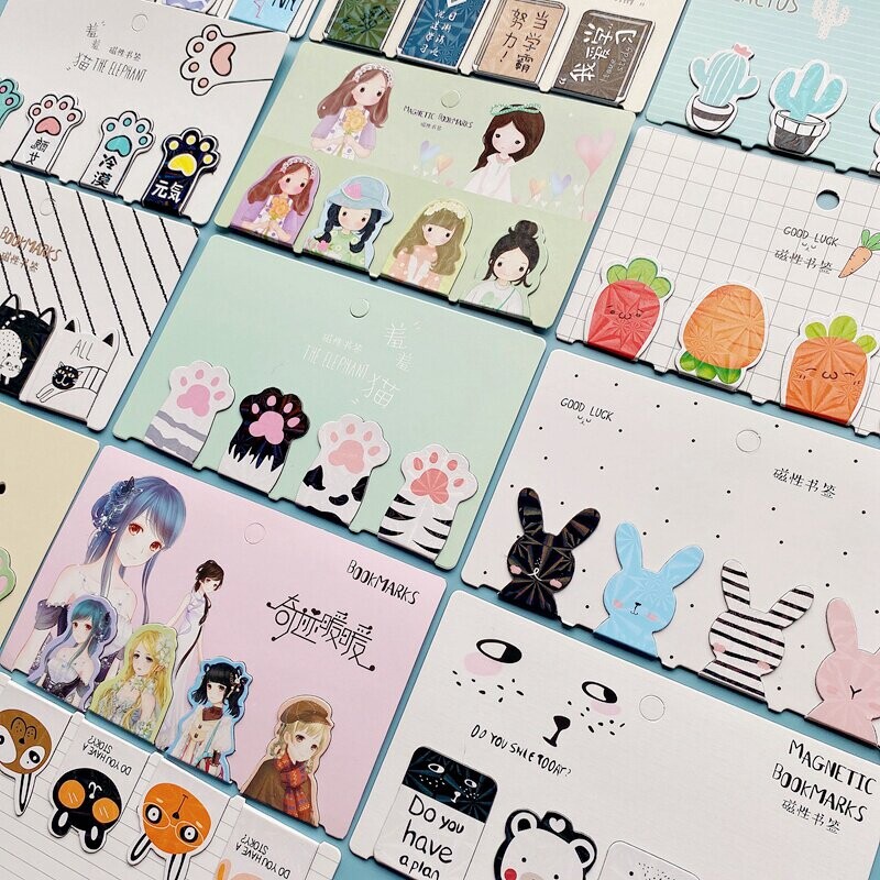 磁性书签吸磁铁卡通创意简约可爱学生书夹带磁性送小学生同学小女孩