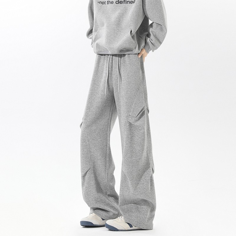 美式灰色褶皱卫裤男秋季潮流设计感宽松阔腿裤直筒休闲运动长裤子,运动服/休闲服装,运动长裤,淘宝优惠券,粉丝福利购,淘宝优惠卷