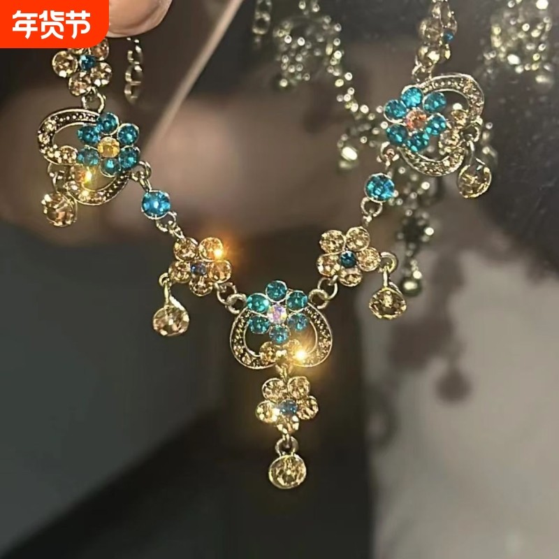 vintage 中世纪复古爱心项链小众设计感精致中古锁骨链法式脖