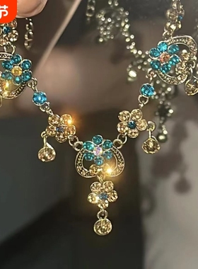 vintage 中世纪复古爱心项链小众设计感精致中古锁骨链法式脖颈链