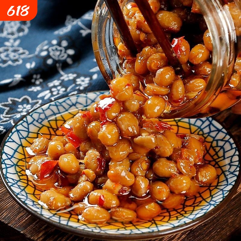 【纯天然发酵】香辣腊八豆瓶装农家拌饭酱开味豆鼓黄豆酱下饭菜
