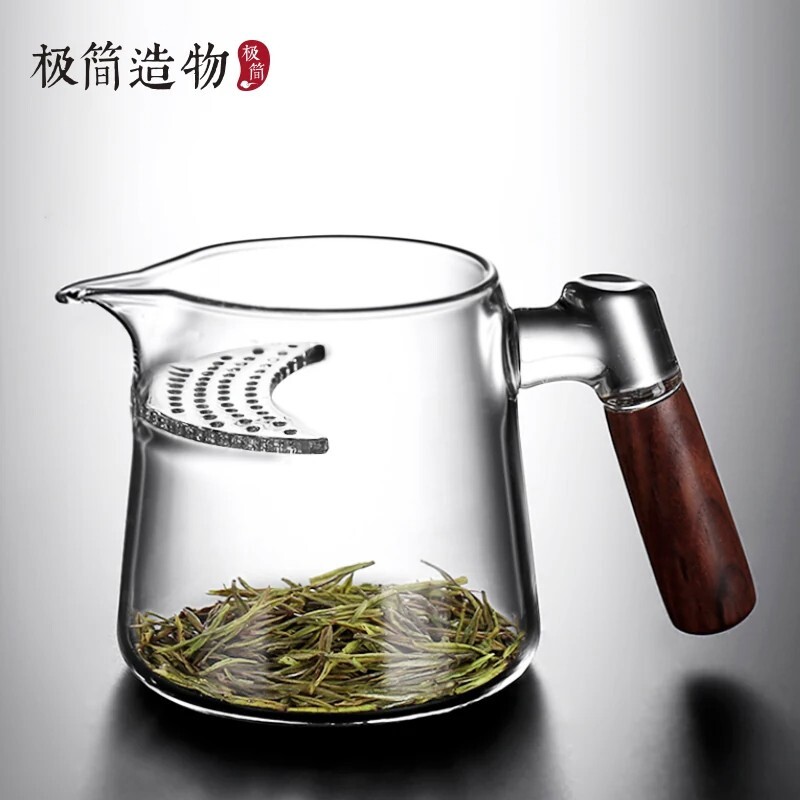 加厚月牙带茶漏过滤网公道杯图片