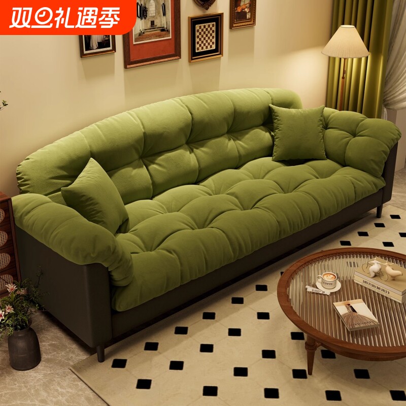 2025新款现代简约小户型懒人沙发客厅双人出租房卧室直排布艺沙发