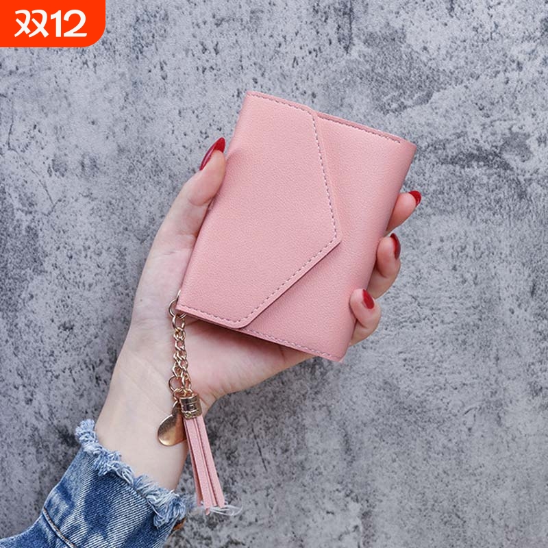 新款流苏钱包女短款女士时尚零钱包韩版学生可爱卡包硬币包潮手工