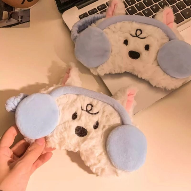 可爱毛绒冰感睡眠眼罩女学生午休睡觉遮光专用缓解眼疲劳卡通眼罩
