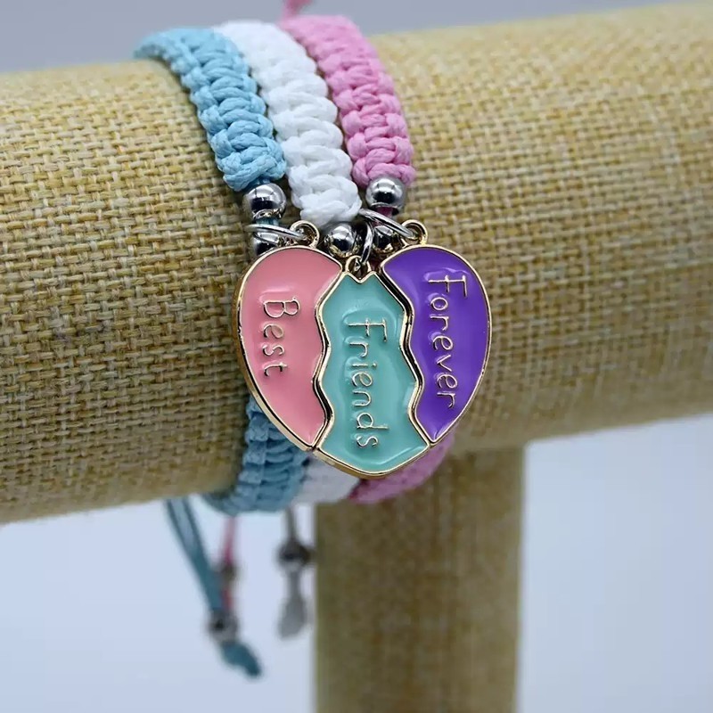 个性手工编织三人三姐妹磁铁爱心手链儿童好朋友友谊礼物闺蜜手链,饰品/流行首饰/时尚饰品新,手链,淘宝优惠券,粉丝福利购,淘宝优惠卷