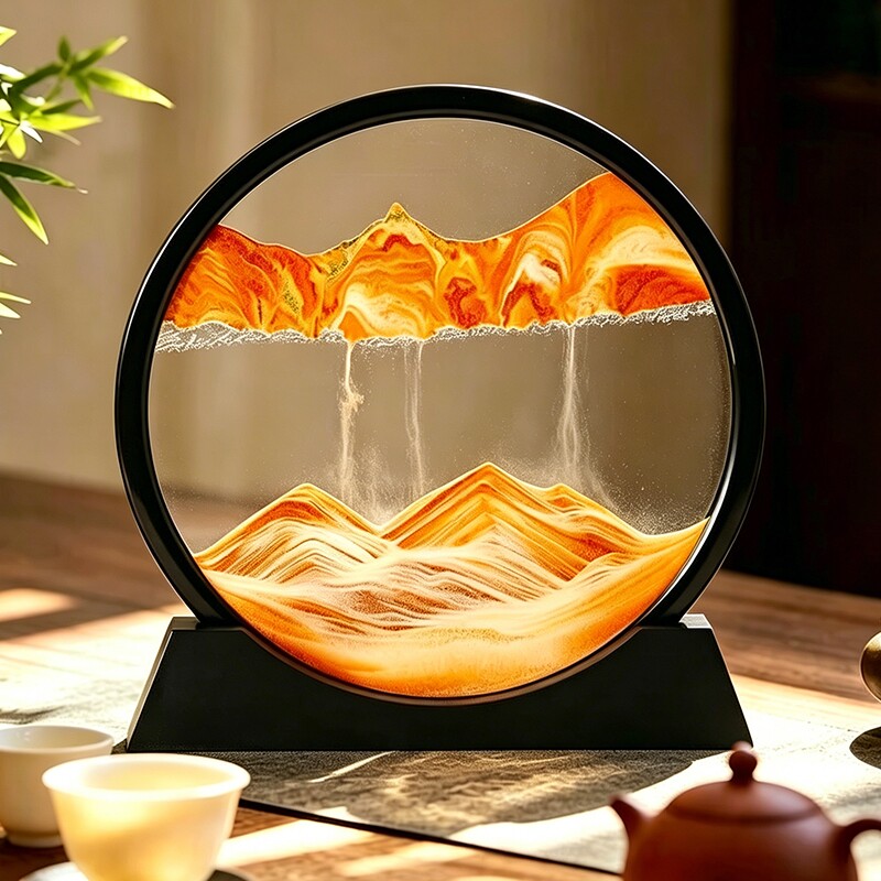 3d时来运转流沙画摆件桌面家居客厅办公室工艺装饰品解压送礼乔迁