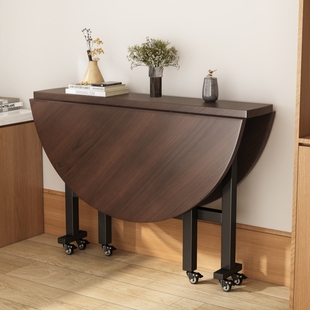 折叠桌简易圆形餐桌家用吃饭桌子客厅小户型农村折叠大圆桌转盘