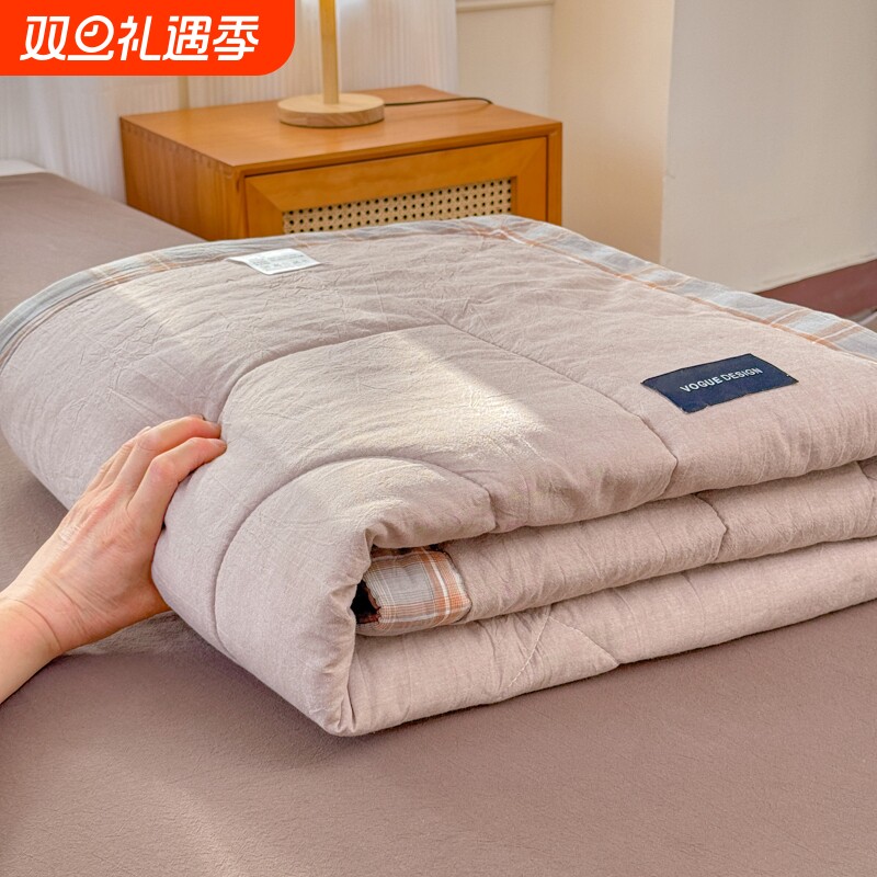 新疆A类可水洗棉花夏凉被空调被纯棉全棉棉被薄单双人里外夏被子