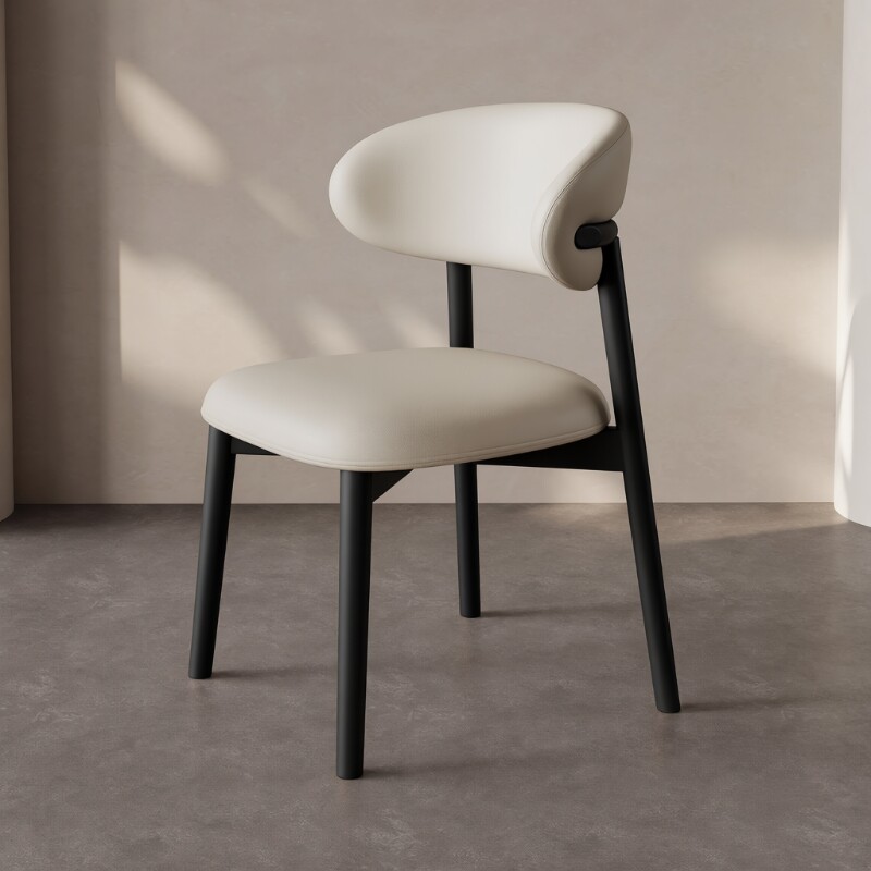 北欧实木餐椅家用酒店餐厅轻奢高级感靠背椅子现代简约软包餐桌椅