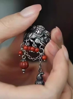 「醒狮踩绣球」醒狮滚绣球滴溜戒指国风新中式古典开口戒舞狮尾戒