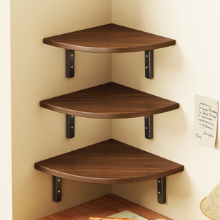 墙上墙角置物架三角架客厅支架木板免打孔转角书架多功能架墙面