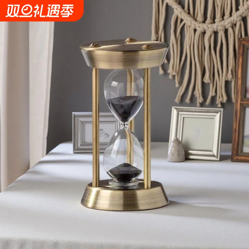 欧式金属沙漏计时器玻璃创意摆件客厅电视柜办公桌轻奢家居装饰品