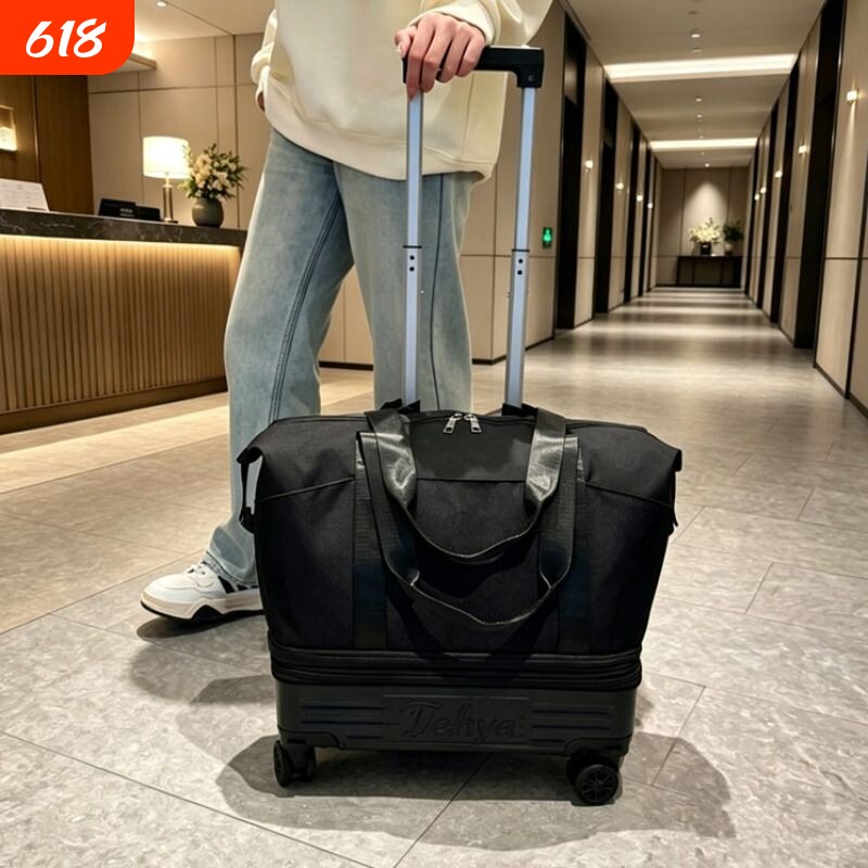 可拆式行李袋拉杆箱万向轮滑可折叠扩容带轮旅行包防水出差可登机