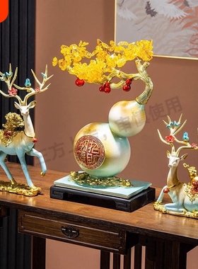招财摆件三件套福鹿家居装饰品